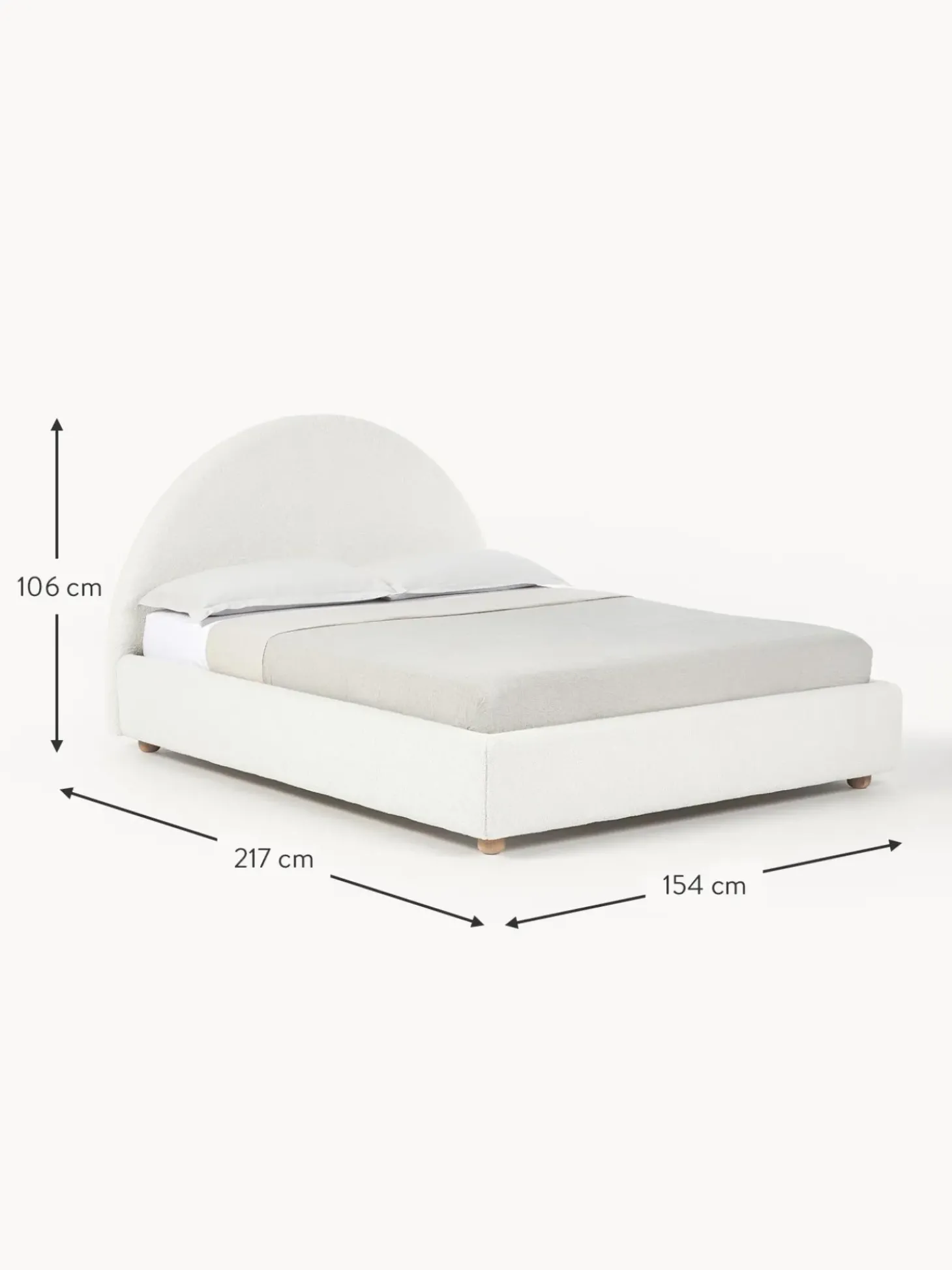 Cama Tapizada En Tejido Boucle Ebba, Con Espacio De Almacenamiento