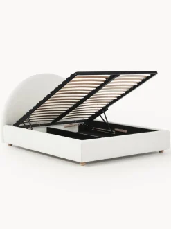 Cama Tapizada En Tejido Boucle Ebba, Con Espacio De Almacenamiento