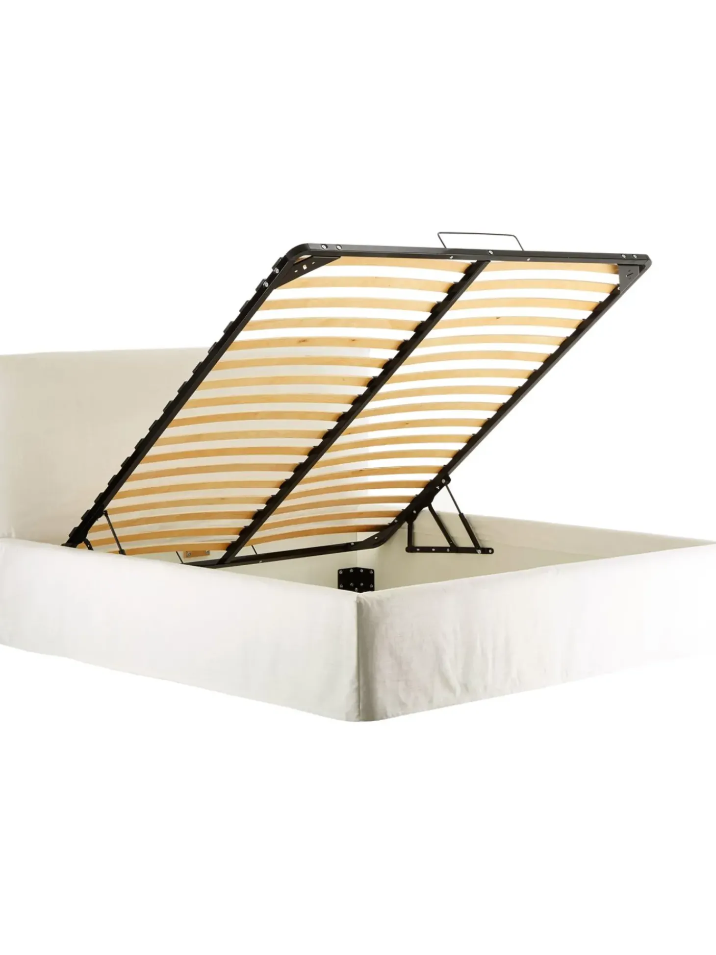 Cama Tapizada Feather, Con Espacio De Almacenamiento