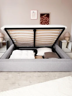Cama Tapizada Lennon, Con Espacio De Almacenamiento