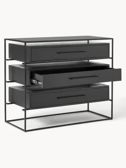 Comoda Cajonera Lyle, Con Tablero De Cristal