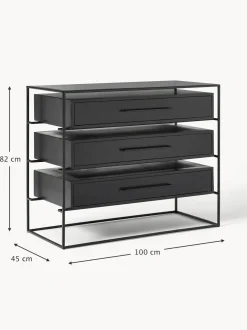 Comoda Cajonera Lyle, Con Tablero De Cristal