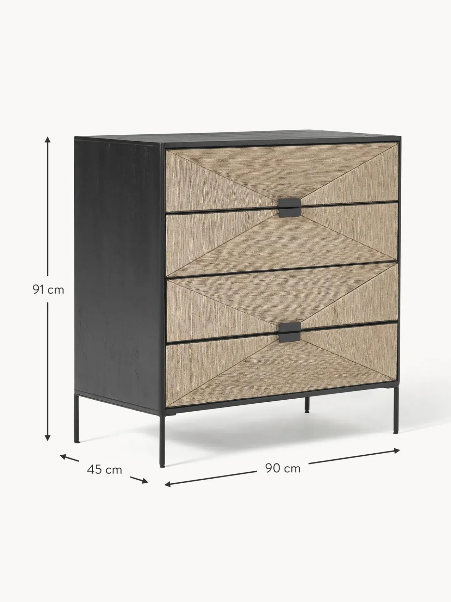 Comoda Con Cajones De Madera De Mango Maciza June