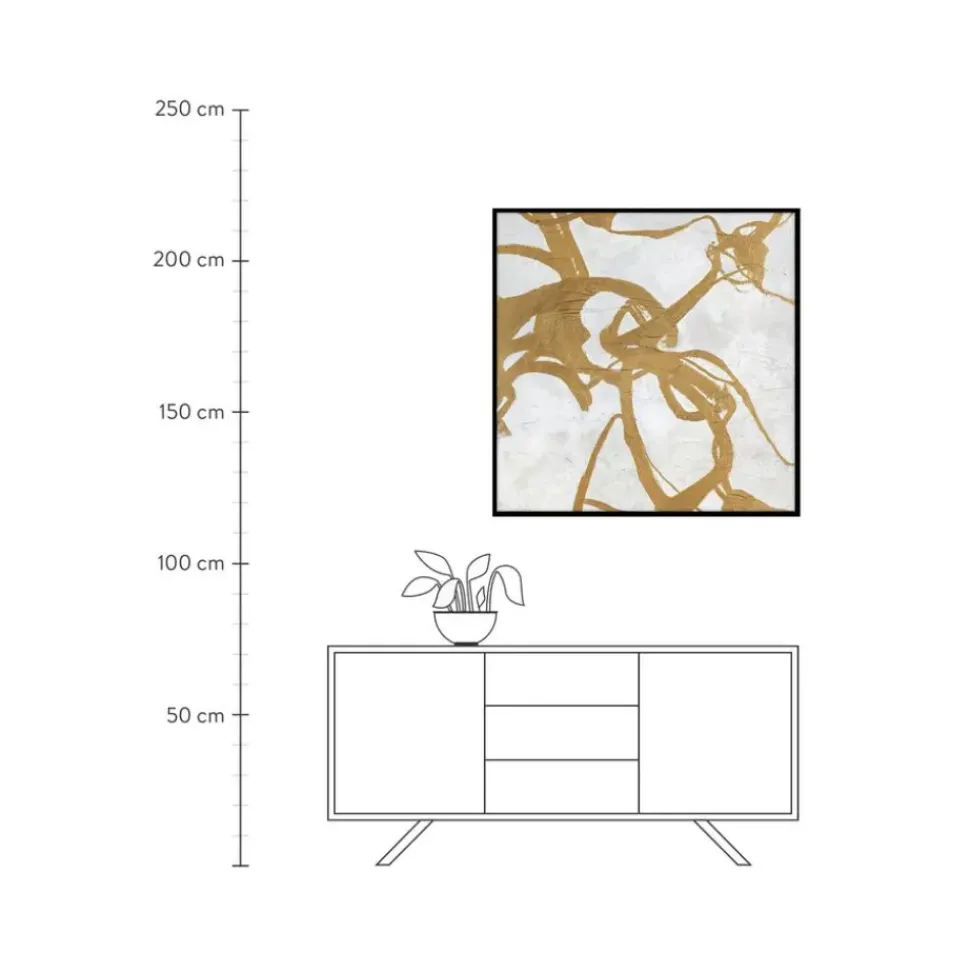 Cuadro En Lienzo Pintado A Mano Goldplay, Marco De Madera