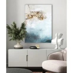 Cuadro En Lienzo Pintado A Mano Freja Blanche