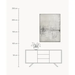 Cuadro En Lienzo Pintado A Mano Simple Living, Marco De Madera