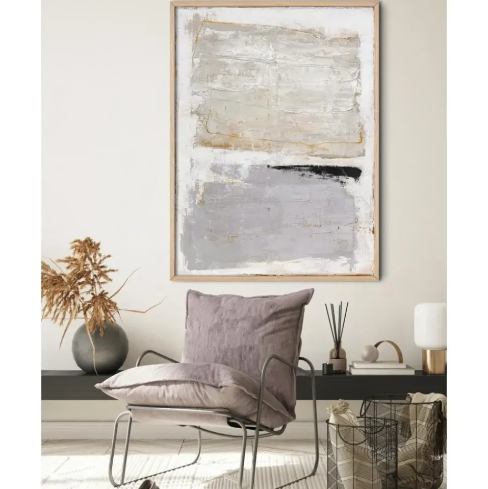 Cuadro En Lienzo Pintado A Mano Scenario, Marco De Madera