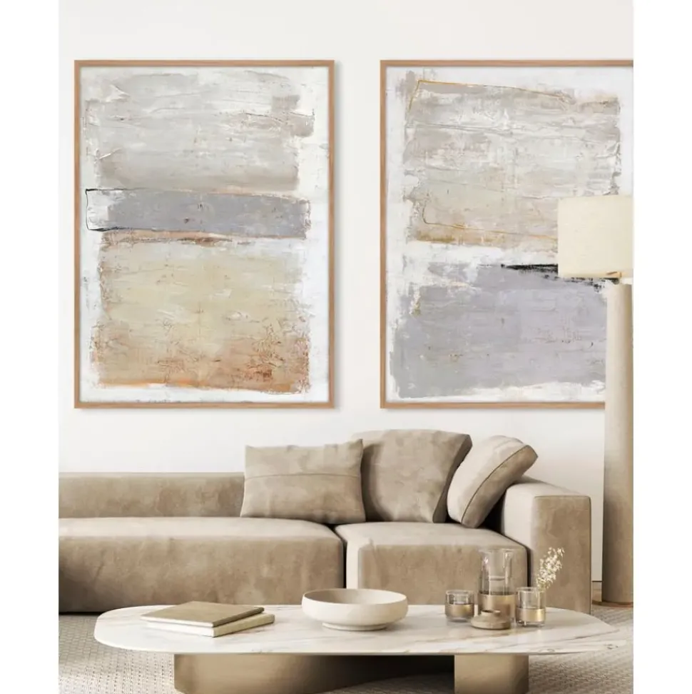 Cuadro En Lienzo Pintado A Mano Scenario, Marco De Madera