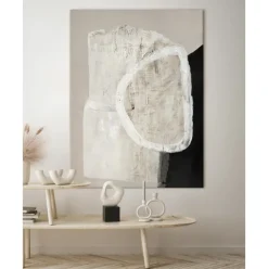 Cuadro En Lienzo Pintado A Mano White Stone