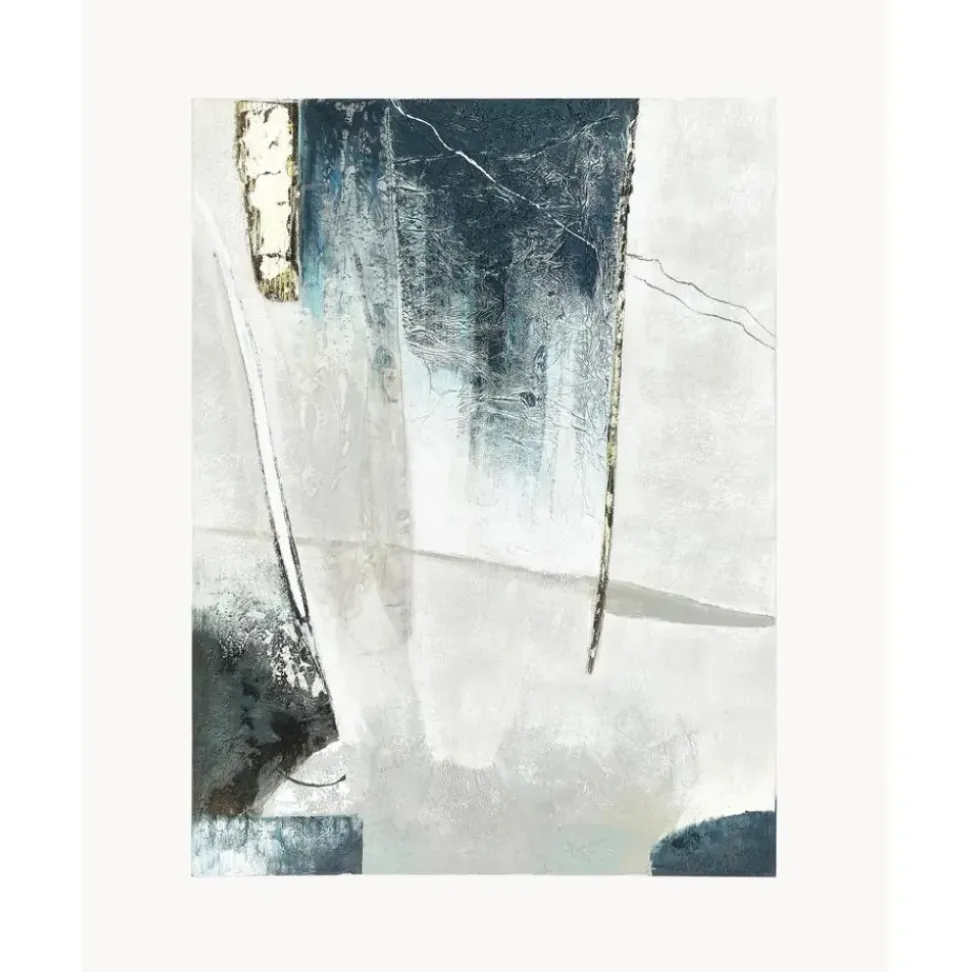 Cuadro En Lienzo Pintado A Mano Golden Blue I