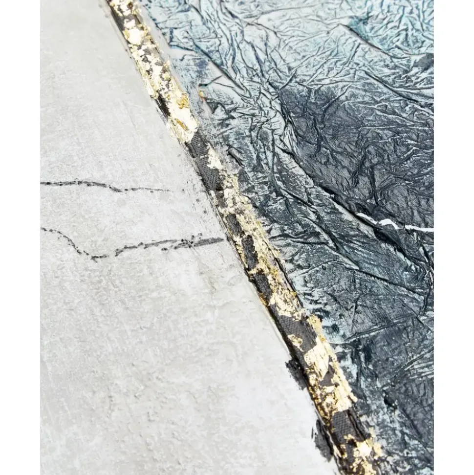 Cuadro En Lienzo Pintado A Mano Golden Blue I