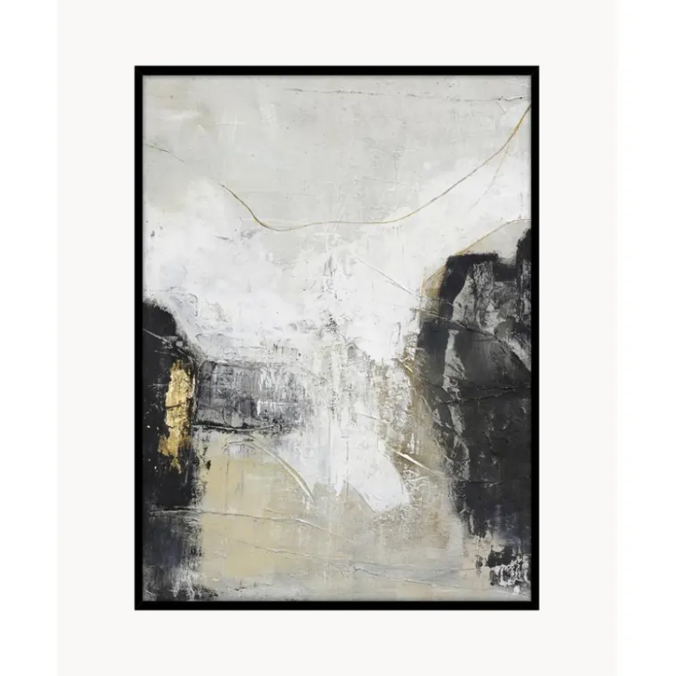 Cuadro En Lienzo Pintado A Mano Noir, Marco De Madera