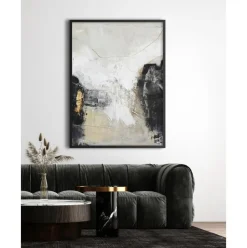 Cuadro En Lienzo Pintado A Mano Noir, Marco De Madera