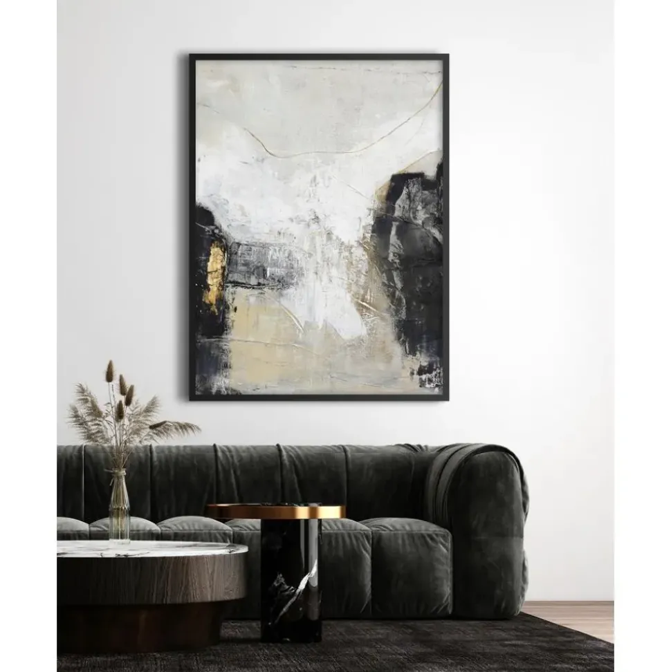 Cuadro En Lienzo Pintado A Mano Noir, Marco De Madera