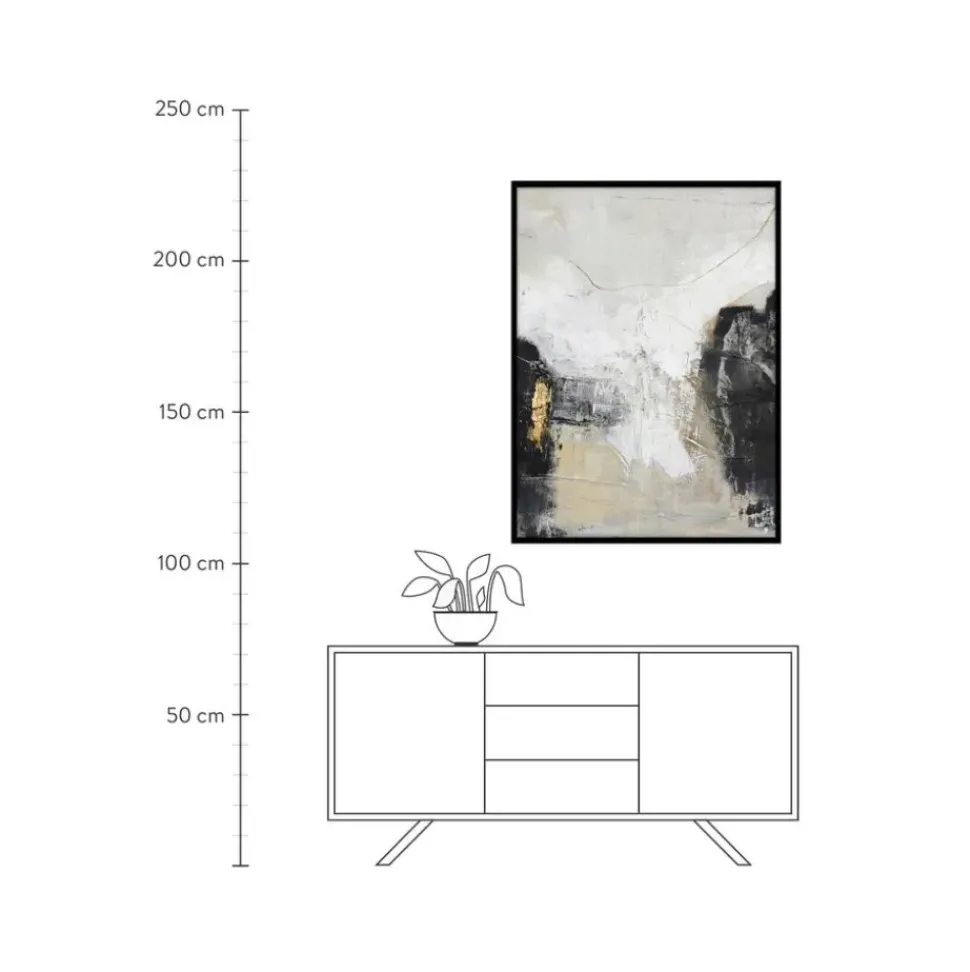 Cuadro En Lienzo Pintado A Mano Noir, Marco De Madera