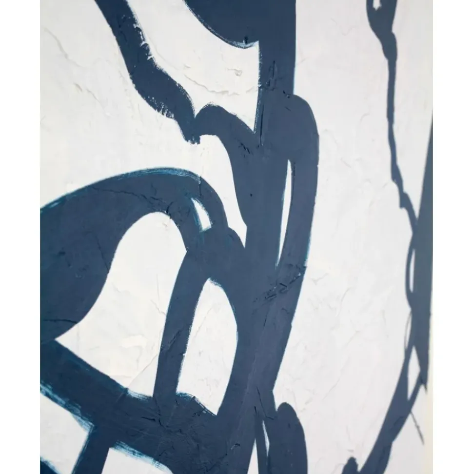 Cuadro En Lienzo Pintado A Mano Blueplay, Marco De Madera