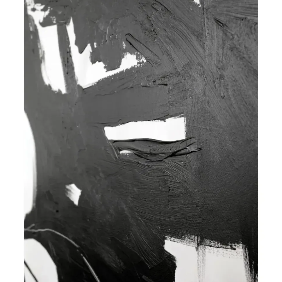 Cuadro En Lienzo Pintado A Mano Playblack, Marco De Madera