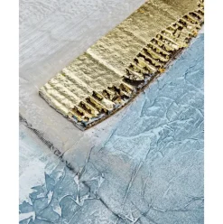 Cuadro En Lienzo Pintado A Mano Golden Blue Ii