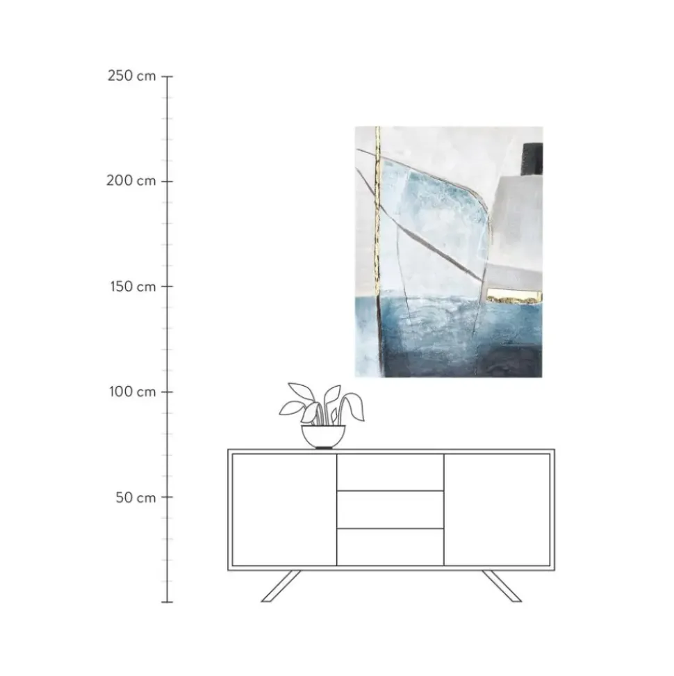 Cuadro En Lienzo Pintado A Mano Golden Blue Ii