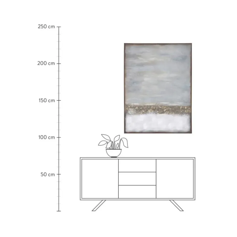 Cuadro En Lienzo Pintado A Mano Con Marco De Madera Abstract Horizon