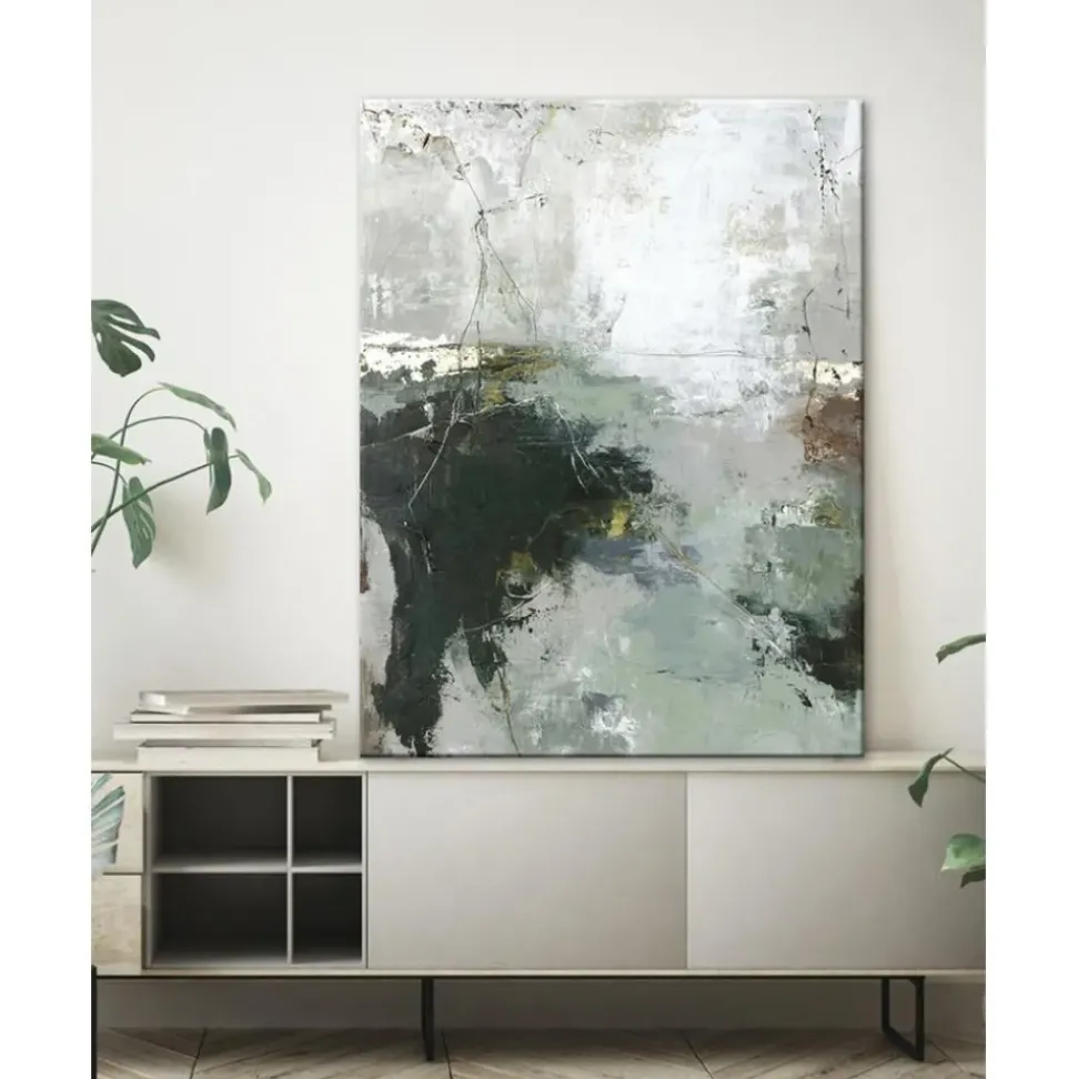 Cuadro En Lienzo Pintado A Mano Freja Green Gate