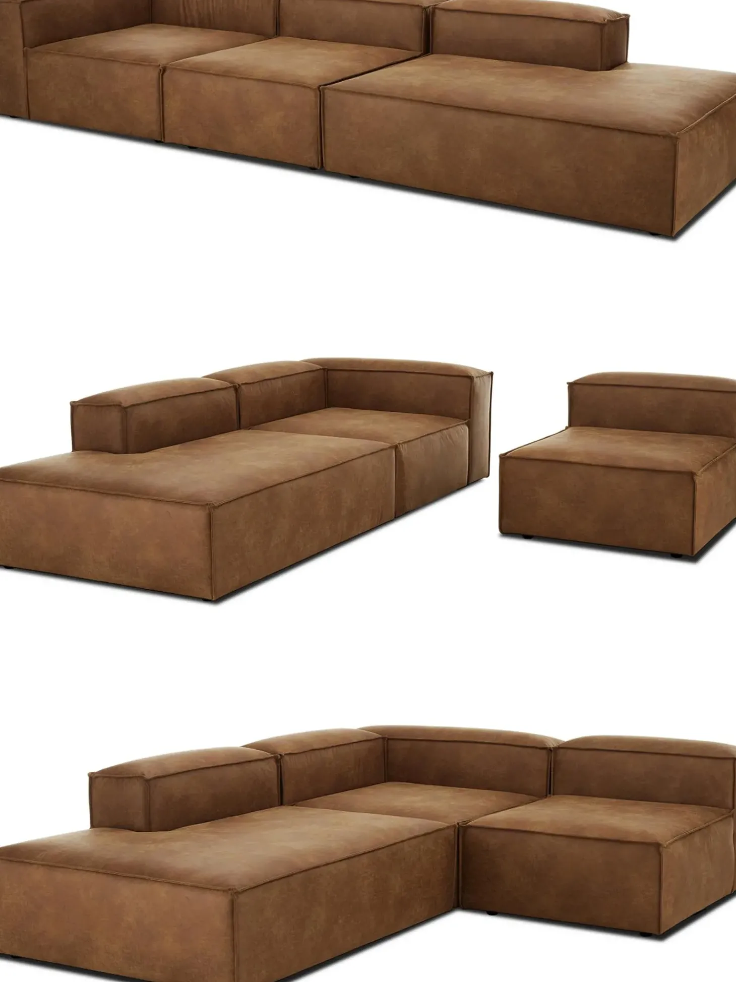 Divan Modular Grande De Cuero Reciclado Lennon