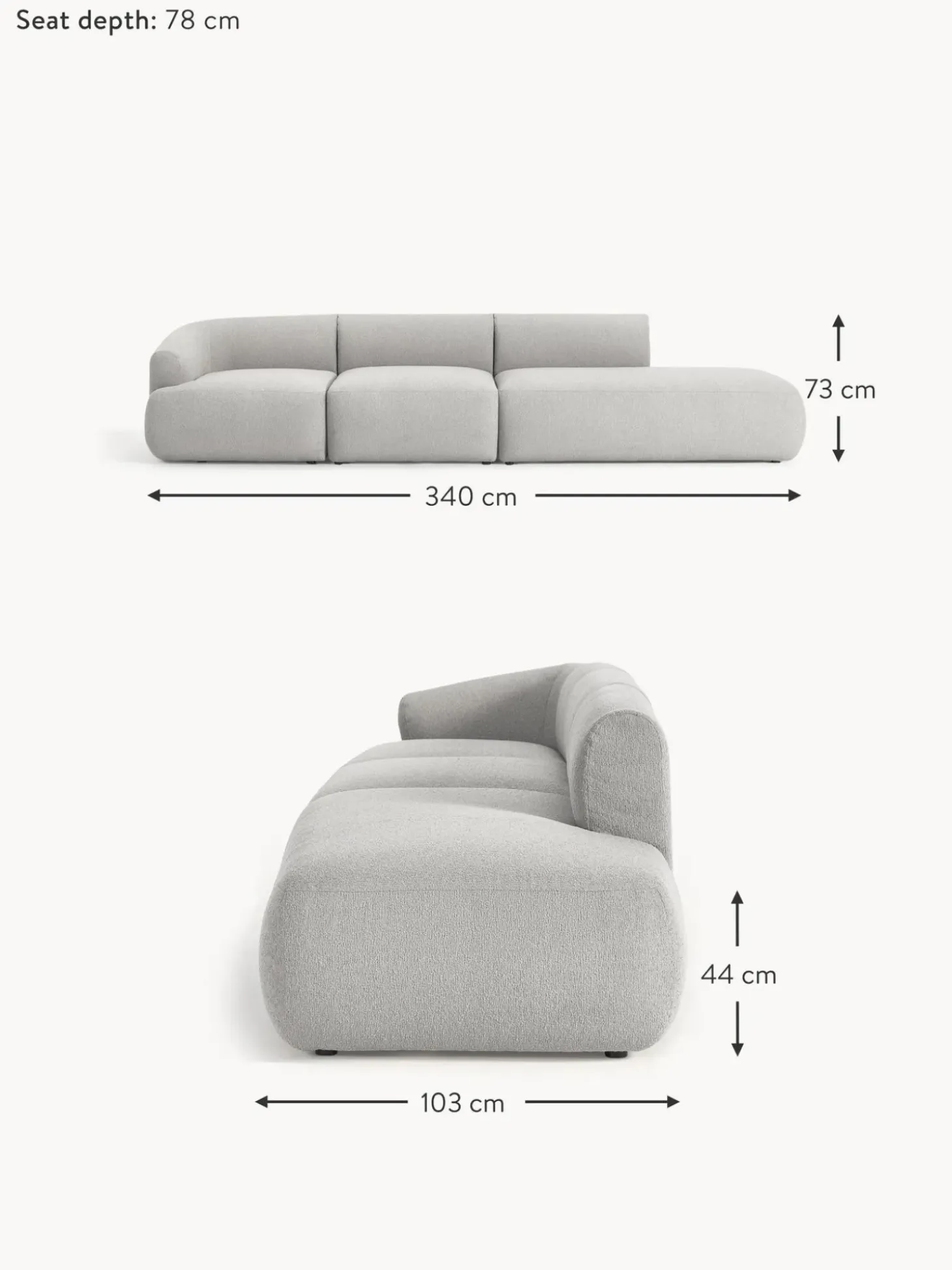 Divan Modular Grande En Tejido Boucle Sofia