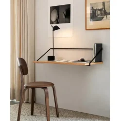 Escritorio De Pared De Madera Y Metal Rail