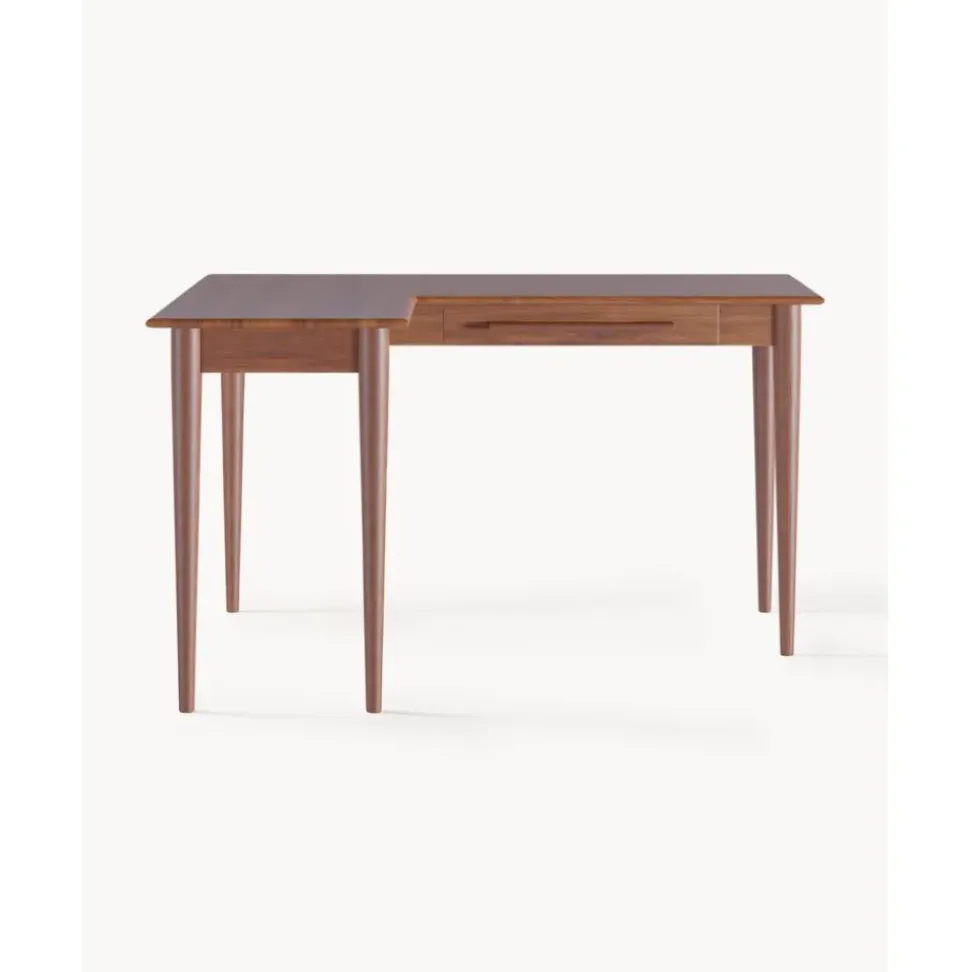 Escritorio Esquinero De Madera De Mango Con Cajones Paul