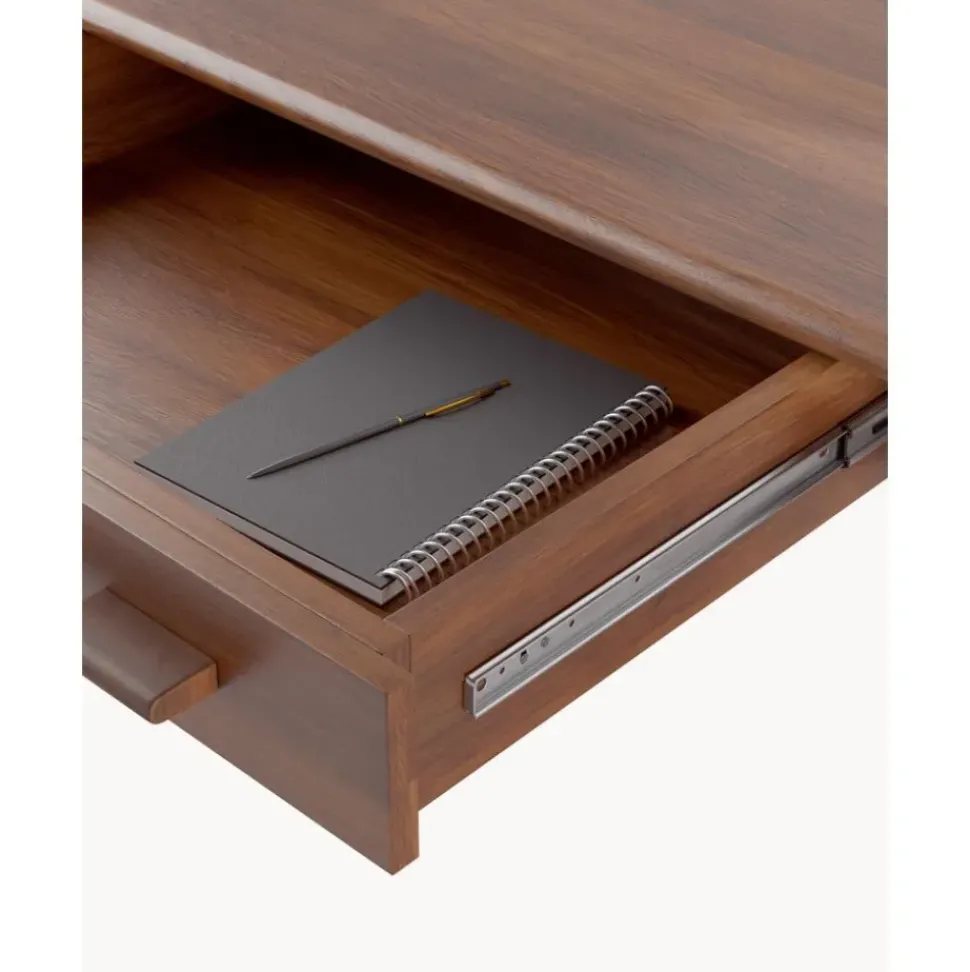 Escritorio Esquinero De Madera De Mango Con Cajones Paul