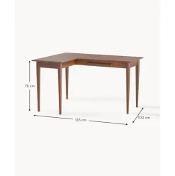 Escritorio Esquinero De Madera De Mango Con Cajones Paul