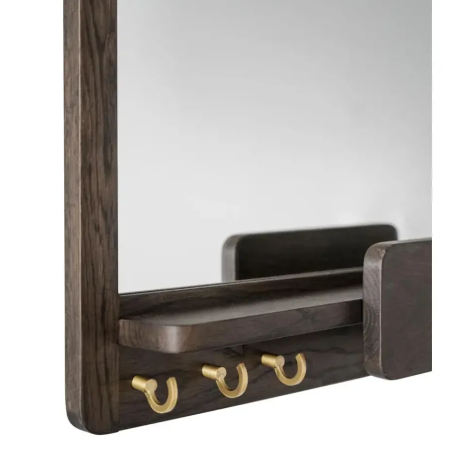 Espejo De Pared Con Estantes De Roble Inverness