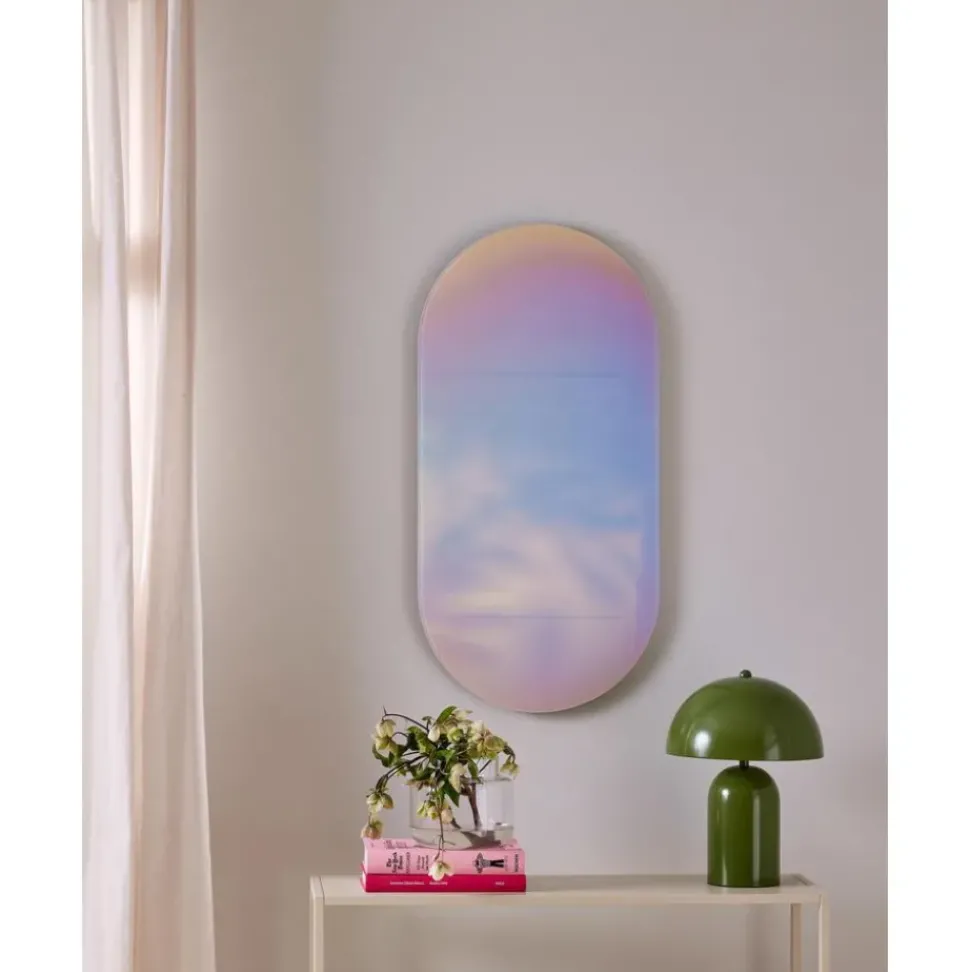 Espejo De Pared De Diseno Iridiscente Ruby