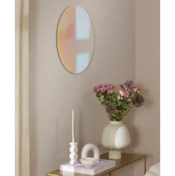 Espejo De Pared De Diseno Iridiscente Ruby