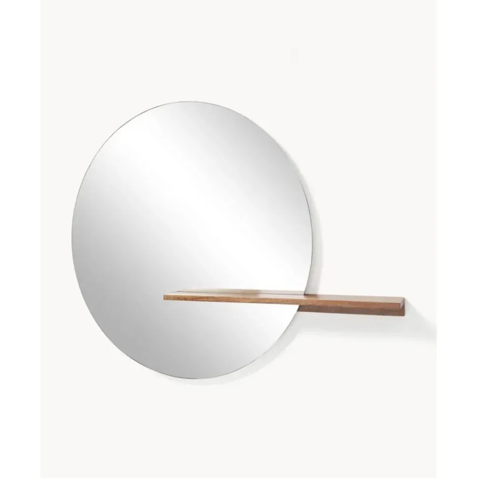 Espejo De Pared Grande Con Estante De Madera Sandro