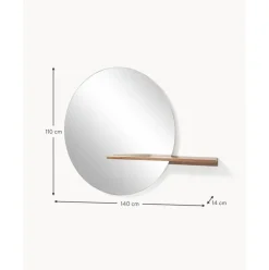 Espejo De Pared Grande Con Estante De Madera Sandro