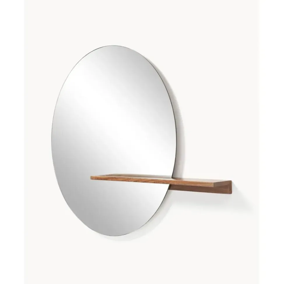 Espejo De Pared Grande Con Estante De Madera Sandro