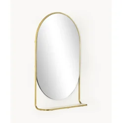 Espejo De Pared Ovalado Verena, Con Estante De Marmol