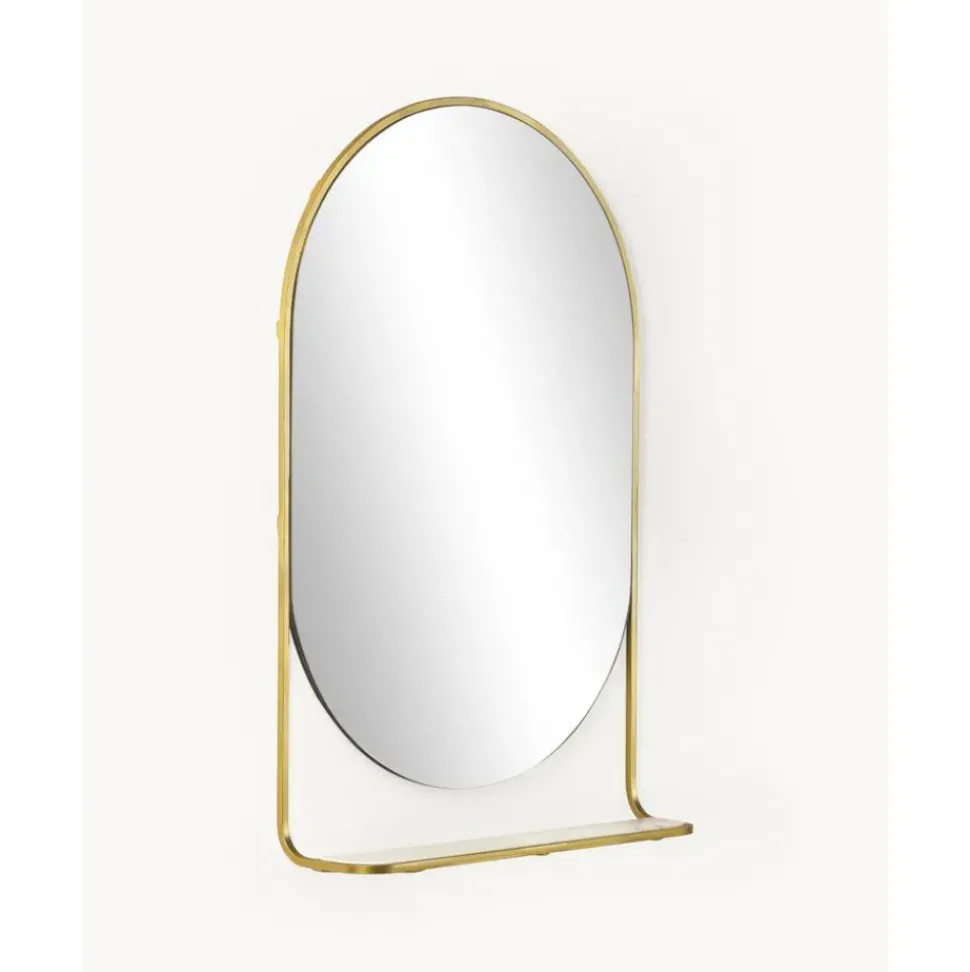 Espejo De Pared Ovalado Verena, Con Estante De Marmol