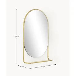 Espejo De Pared Ovalado Verena, Con Estante De Marmol