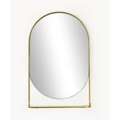 Espejo De Pared Ovalado Verena, Con Estante De Marmol