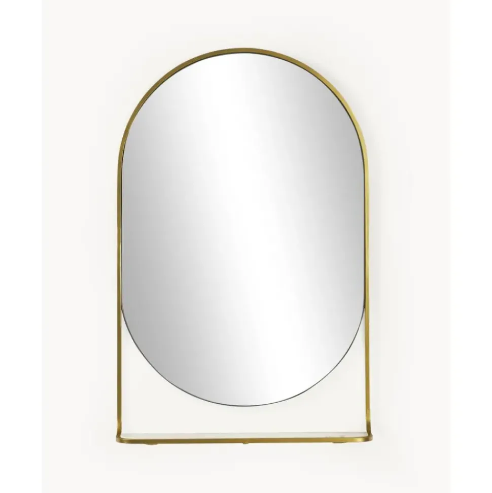 Espejo De Pared Ovalado Verena, Con Estante De Marmol