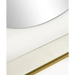 Espejo De Pared Ovalado Verena, Con Estante De Marmol