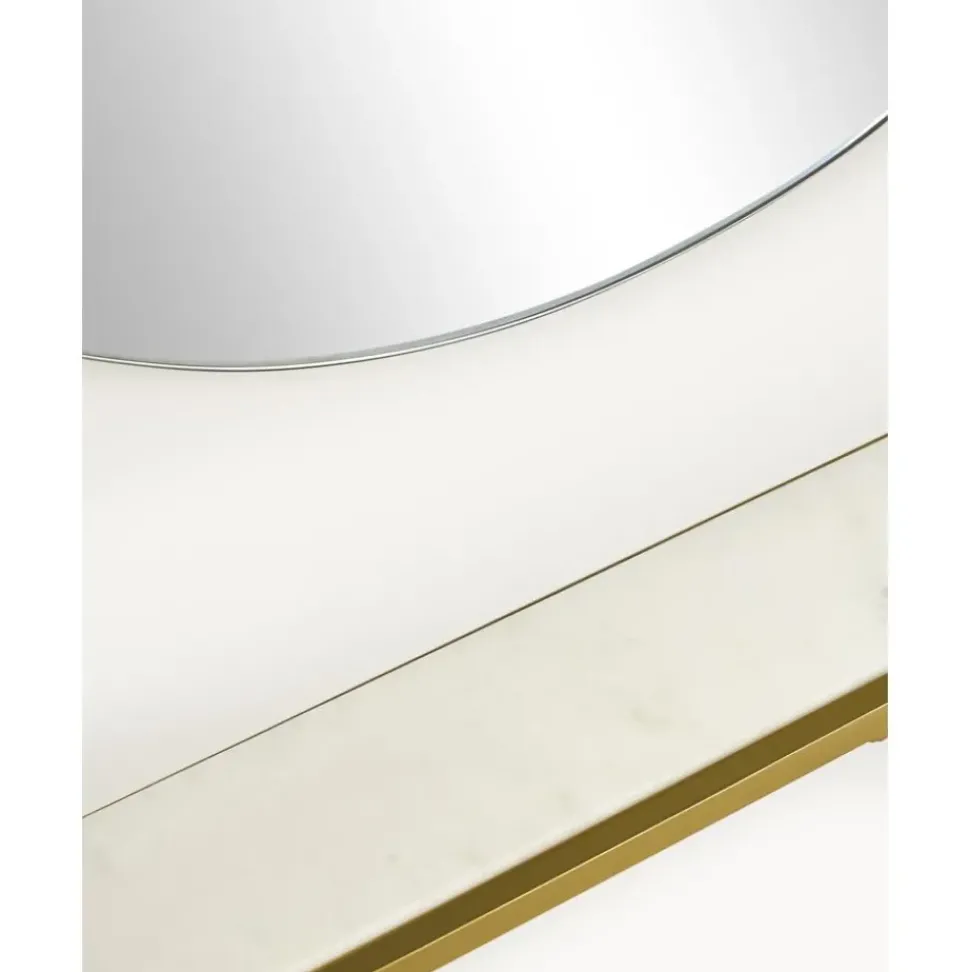 Espejo De Pared Ovalado Verena, Con Estante De Marmol