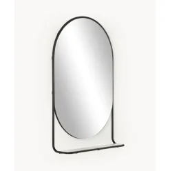 Espejo De Pared Ovalado Verena, Con Estante De Marmol