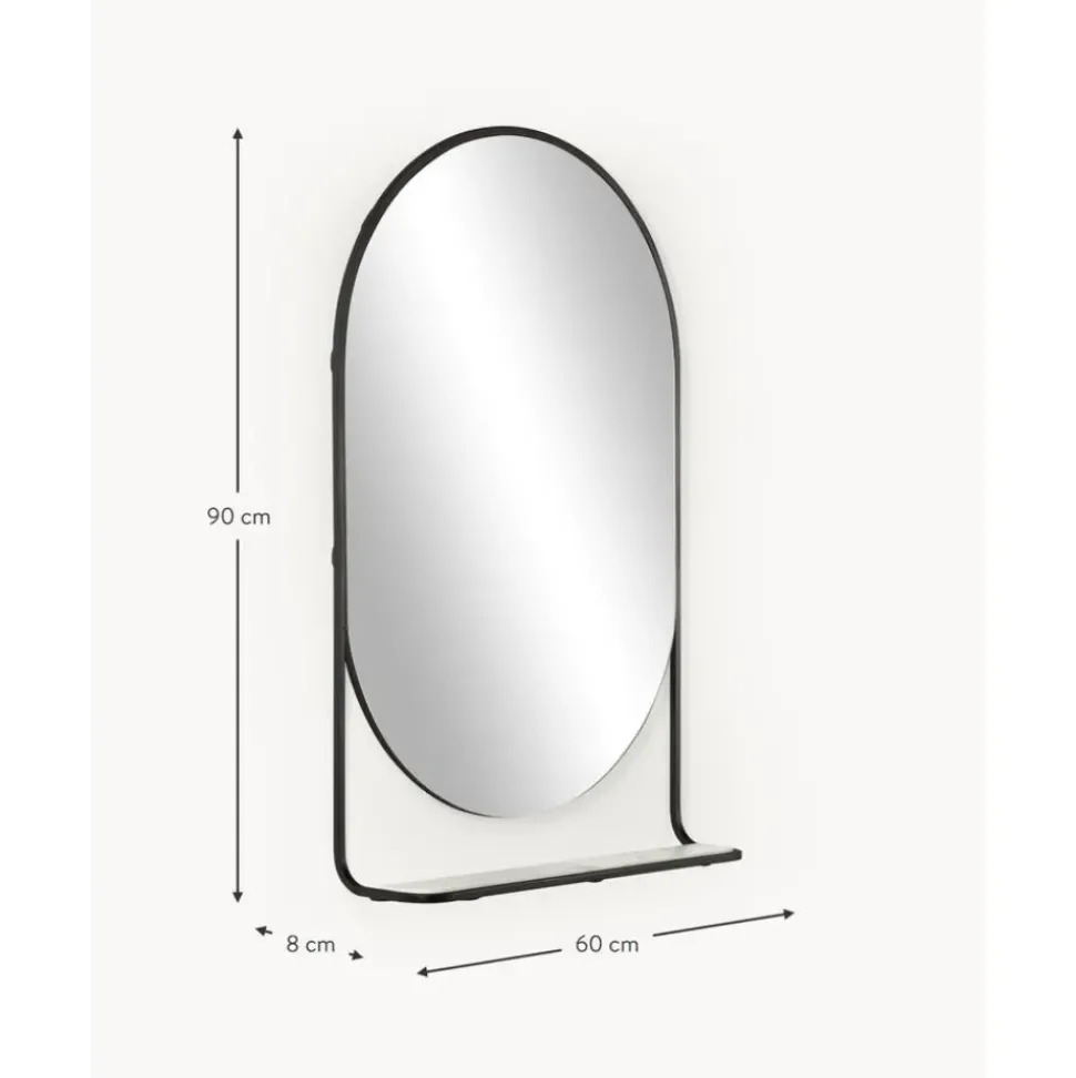 Espejo De Pared Ovalado Verena, Con Estante De Marmol