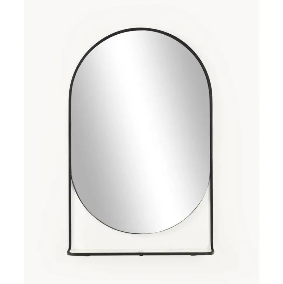 Espejo De Pared Ovalado Verena, Con Estante De Marmol