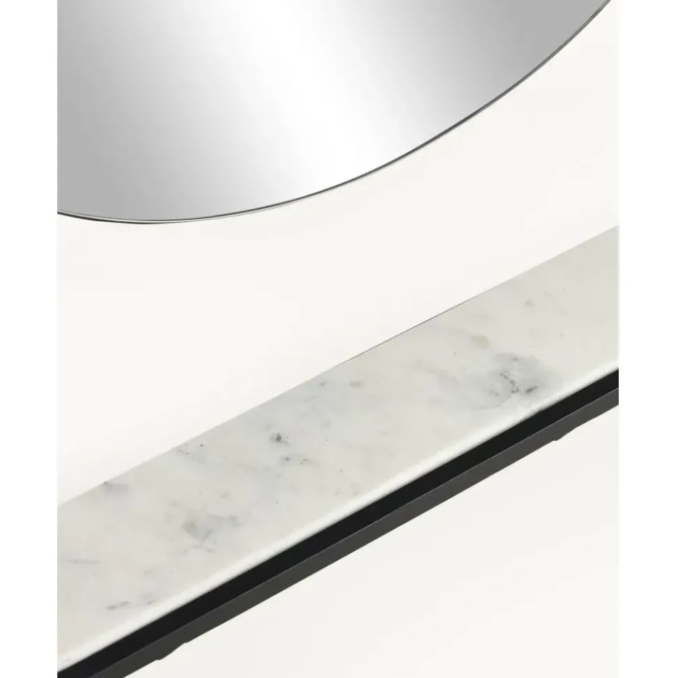 Espejo De Pared Ovalado Verena, Con Estante De Marmol