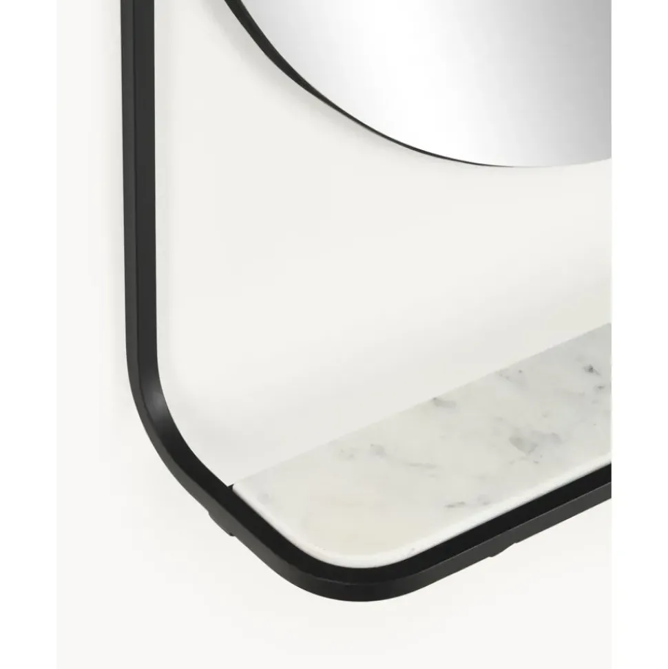 Espejo De Pared Ovalado Verena, Con Estante De Marmol