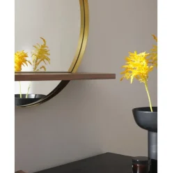 Espejo De Pared Redondo Con Estante De Madera Kenny